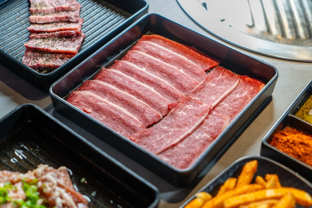 Premium wagyu beef slices at Kazan Korean BBQ